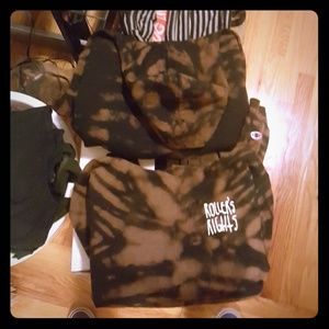 Black/ Bleach Dyed Champion Hoodie